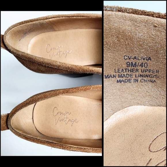 Crown Vintage Alivia Brown Suede Leather Retro Heels With Lug Sole, Size 9 - Picture 7 of 16